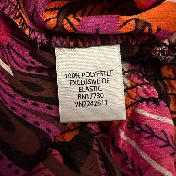 Pure Energy sz L Womens Flowy Pheasant‎ Shirt Top Blouse Sheer Grannycore Floral - Picture 5 of 5